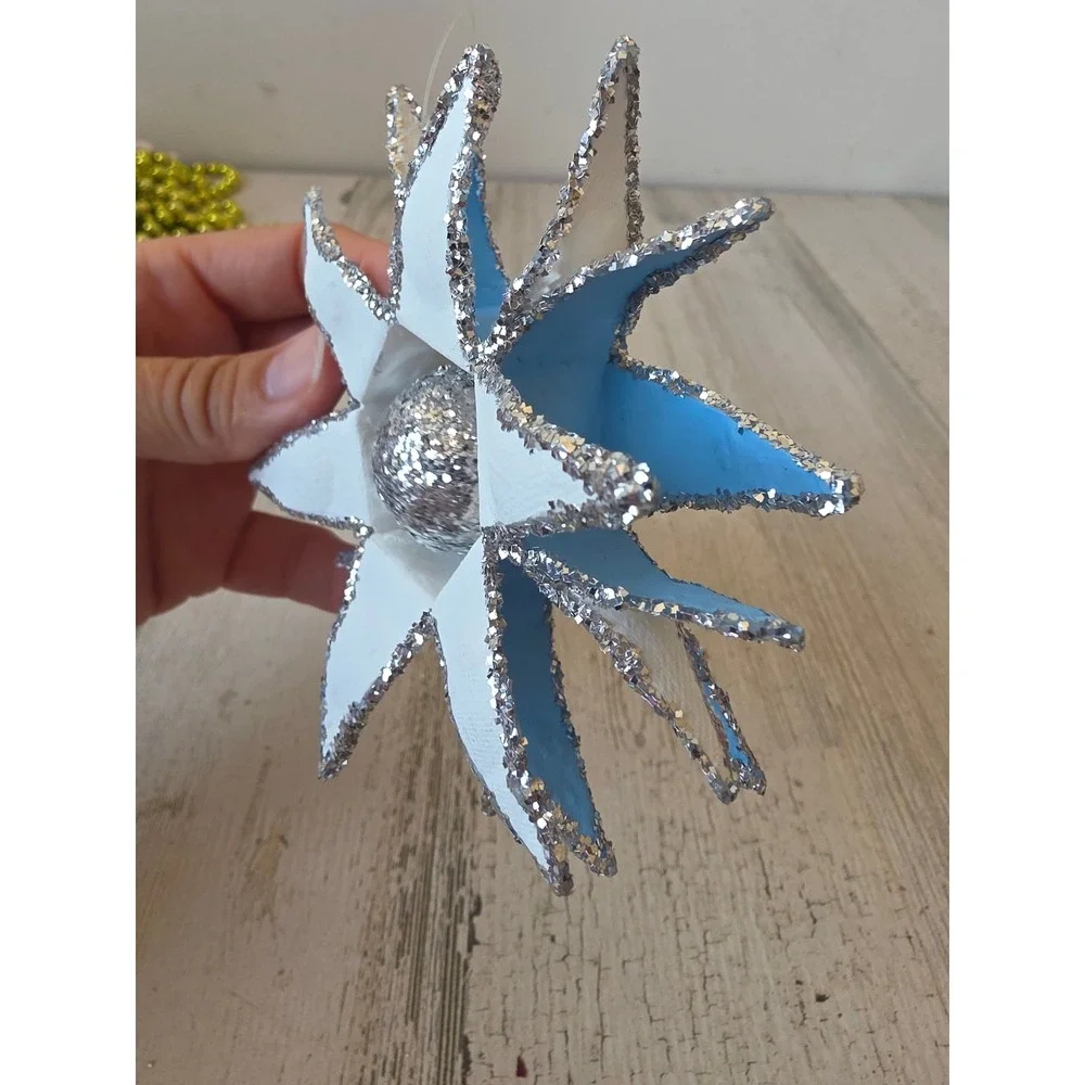 Glitter star ball silver ornament Xmas paper tree